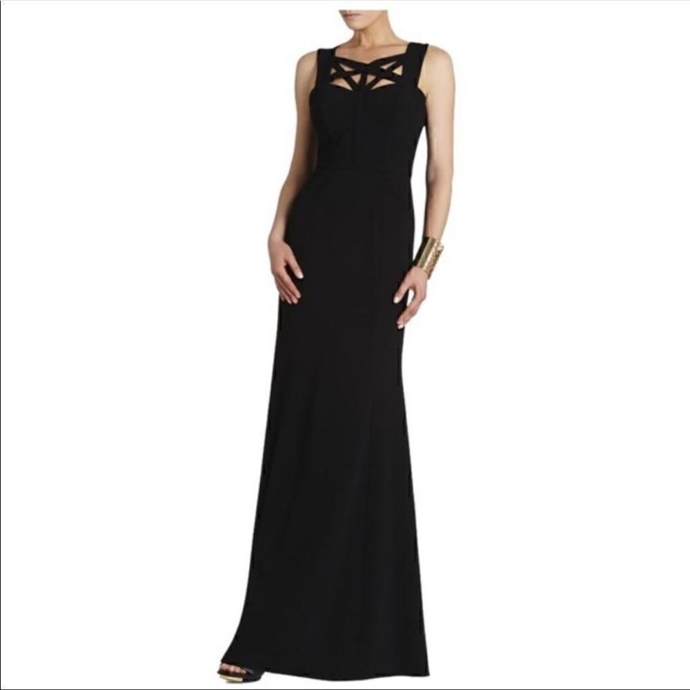 NWT BCBGMAXAZRIA Valerie Evening Gown Black Dress Size 0
